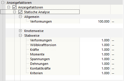 Anzeigefaktoren anpassen