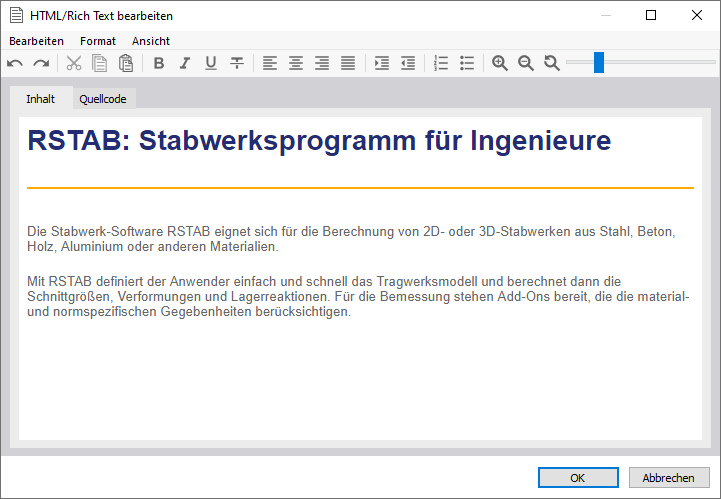 HTML-Text verwenden