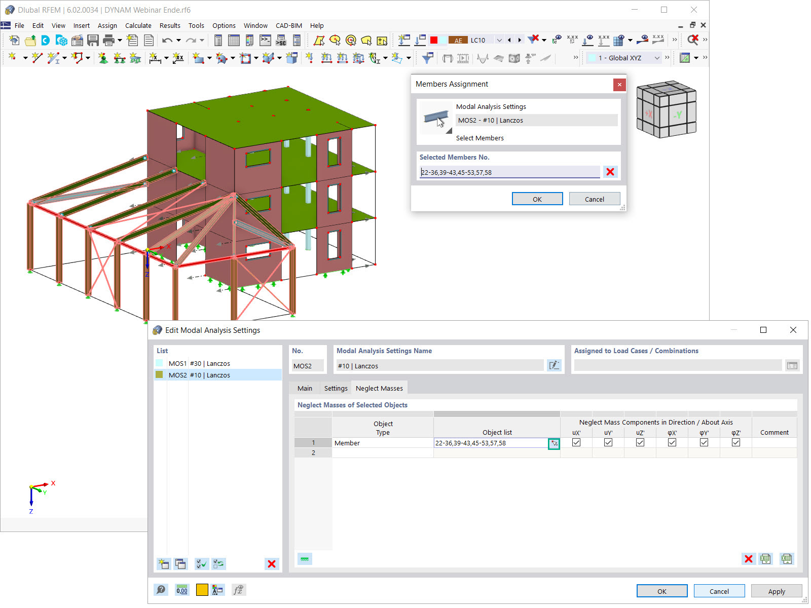 Vernachlässigung von Massen der selektierten Objekte