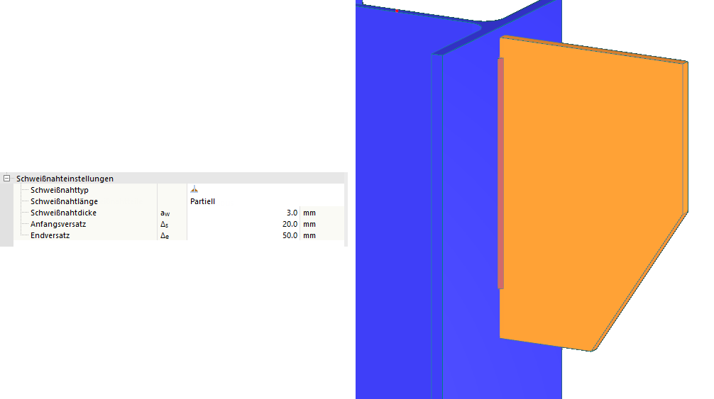 Schweißnaht mit Teillänge