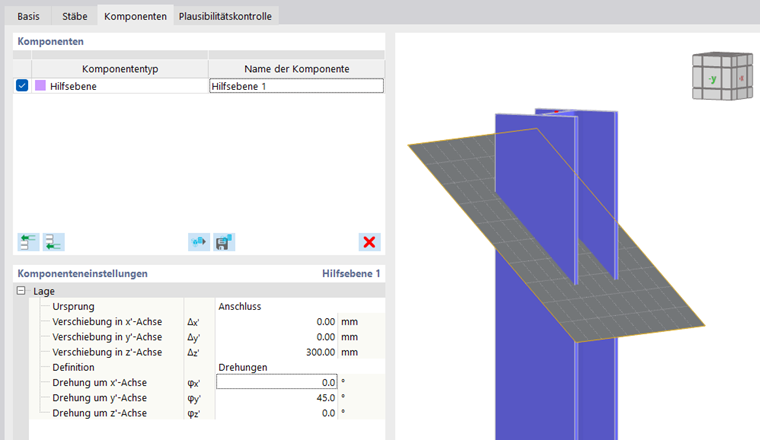 Dialog "Komponenteneinstellungen"