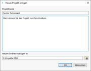 Neues Projekt anlegen