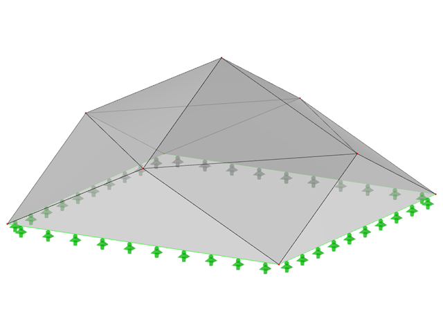 Modell ID 507 | 034-FPC021 | Pyramidenförmige Faltwerksysteme. Gefaltete Dreiecksflächen. Rechteckiger Grundriss