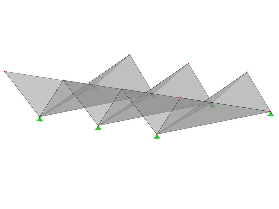 Modell-ID 521 | 034-FPL101 | Prismatische Faltwerksysteme. Flächen mit gegenläufiger Faltung. First-zu-Kehle Faltung.