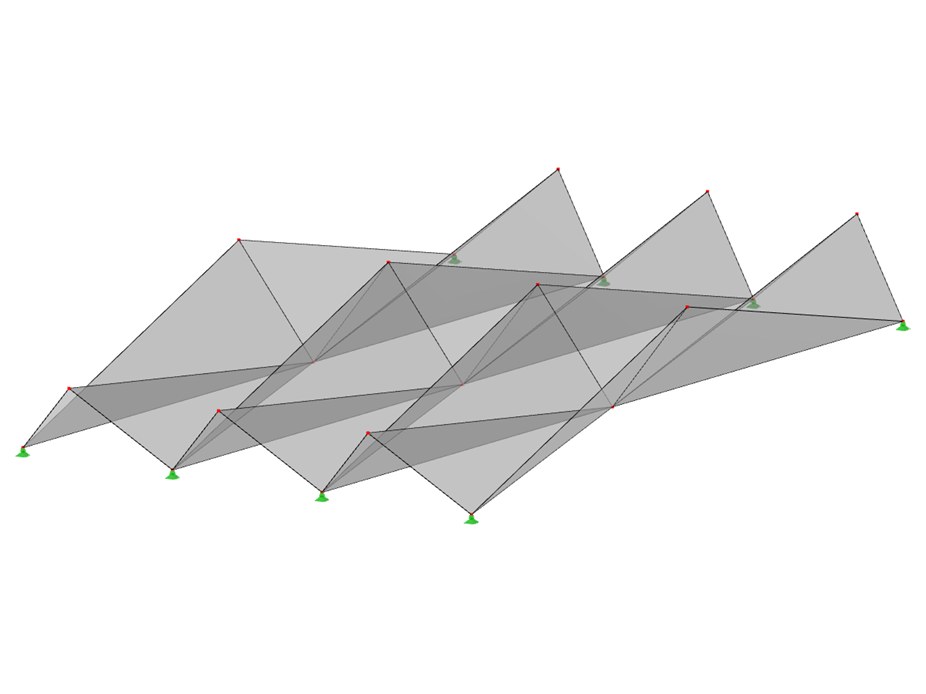 Modell ID 522 | 034-FPL102 | Prismatische Faltwerksysteme. Flächen mit gegenläufiger Faltung. Gegenprofil in der Mitte