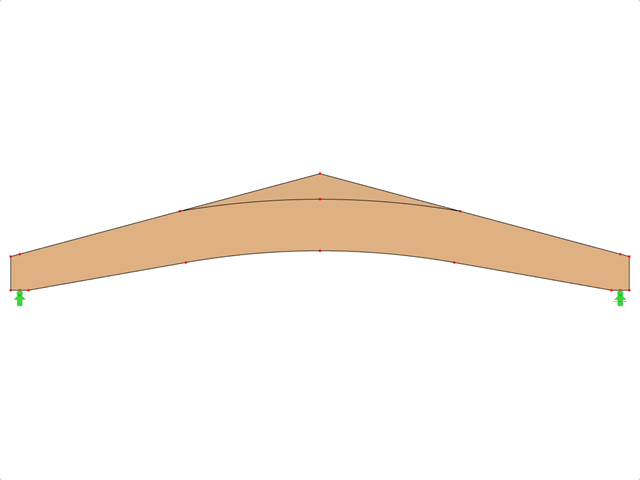 Modell ID 612 | GLB0611 | Brettschichtholzträger | Gekrümmter Untergurt | Variable Höhe | Symmetrisch | Mit lose aufgesetztem Firstkeil