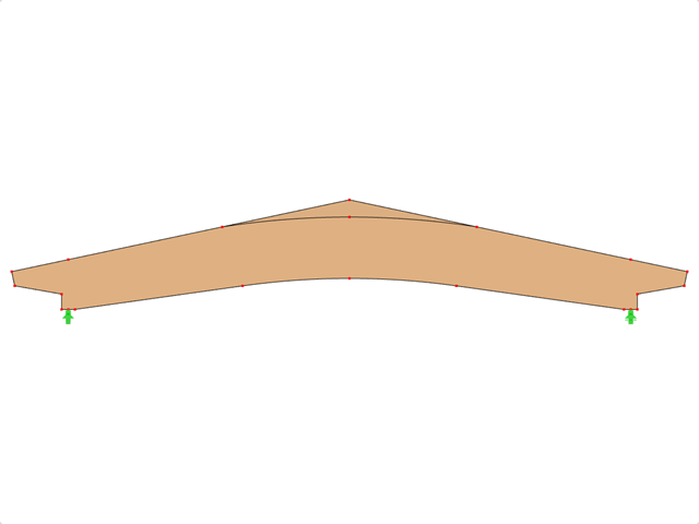 Modell ID 616 | GLB0615 | Brettschichtholzträger | Gekrümmter Untergurt | Variable Höhe | Symmetrisch | Versatz - gevoutete Kragträger | Mit lose aufgesetztem Firstkeil
