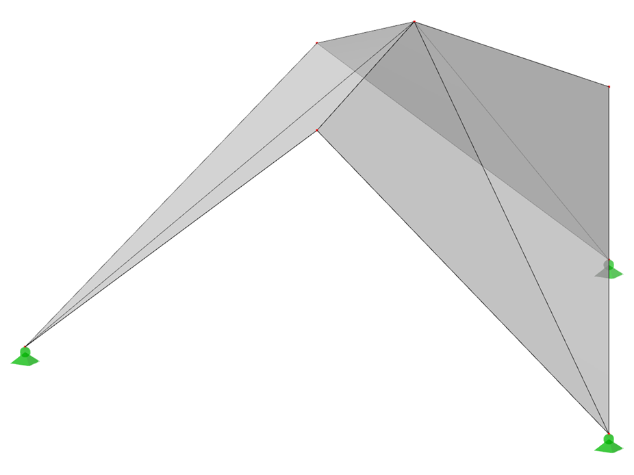 Modell ID 1341 | 034-FPC005-a | Prismatische Faltwerksysteme. Einfach gefaltete Flächen über dreieckigem Grundriss, Firste zur Mitte