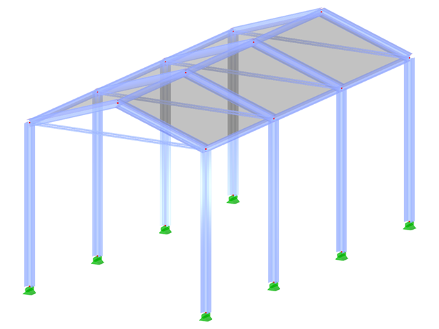 Modell ID 1484 | Halle | Mehrschiffige Halle | Rahmen gebogen mit Zugstrebe