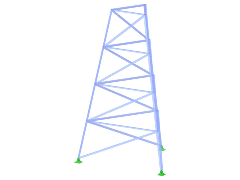 Modell-ID 2313 | TST002 | Gittermast | Dreieckiger Grundriss | Diagonalen nach oben & Horizontalen