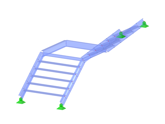Modell ID 2985 | STS003-a | Treppe | Zweiläufig | Winkeltreppe mit Viertelpodest | Oben-Rechts