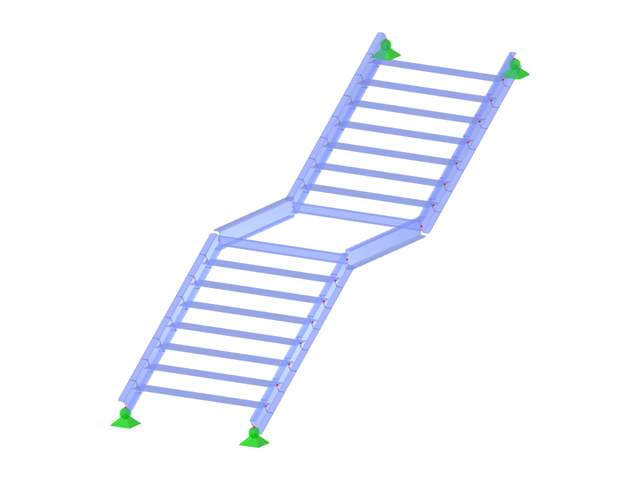 Modell ID 2998 | STS002 | Treppe | Einläufig | Gerade mit Zwischenpodest