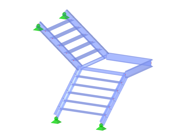 Modell ID 3079 | STS003-b | Treppe | Zweiläufig | Winkeltreppe mit Viertelpodest | Oben-Links