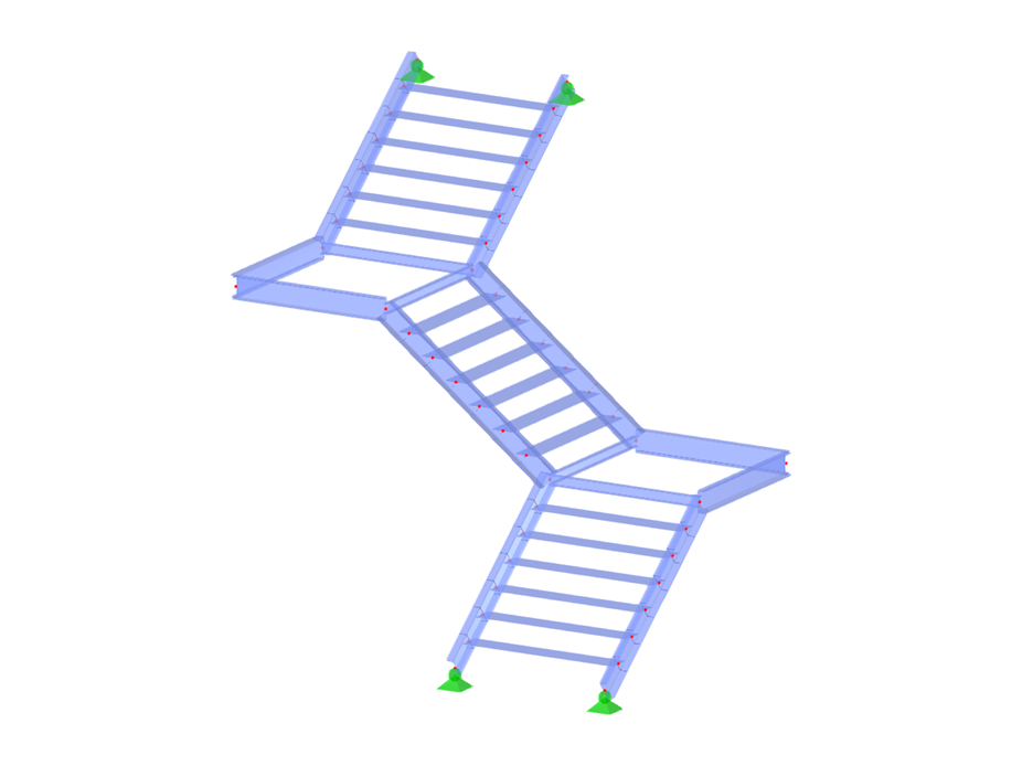 Modell-ID 3082 | STS006-b | Treppe | Dreiläufig | Z-Form | Links gewendelt, rechts gewendelt