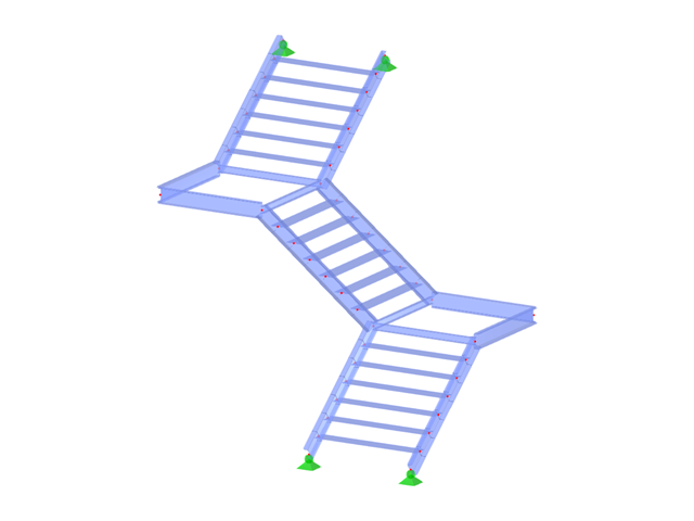 Modell ID 3082 | STS006-b | Treppe | Dreiläufig | S-Form | Oben-Links, Oben-Rechts