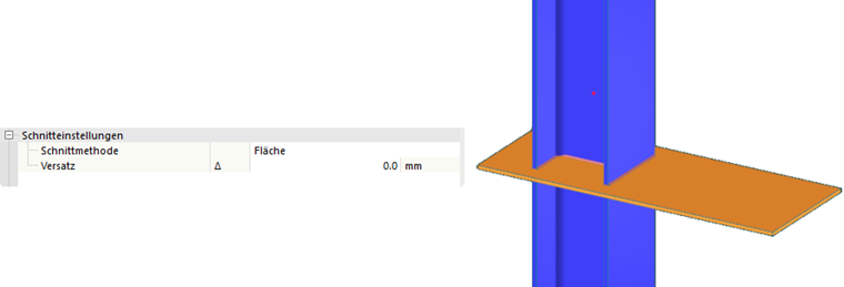 Zusätzliche Einstellungen und Beispiel für Schnittart nach Bauteil