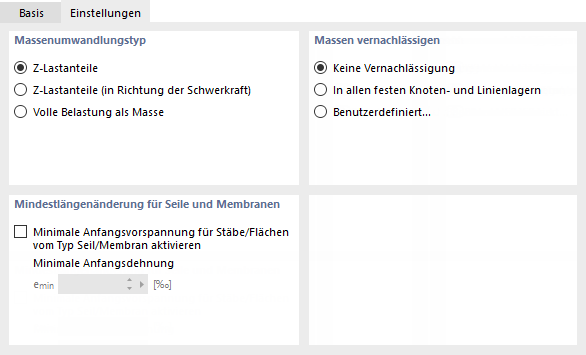 Register 'Einstellungen'