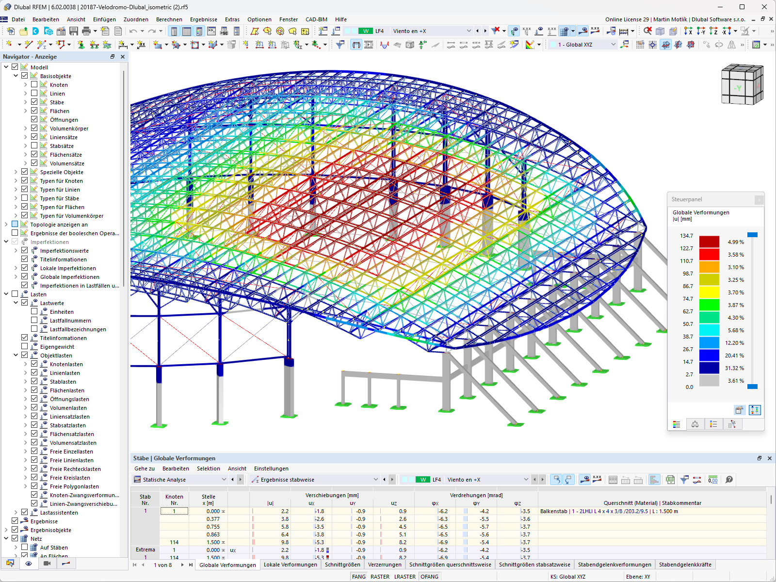 Modell des Velodrom-Projekts in RFEM 6 (© Metalúrgica Vera SLR)