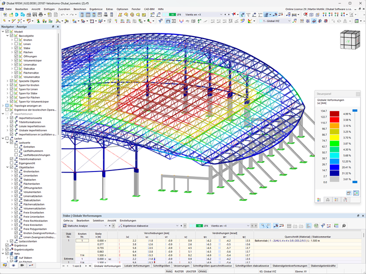 Modell des Velodrom-Projekts in RFEM 6 (© Metalúrgica Vera SLR)