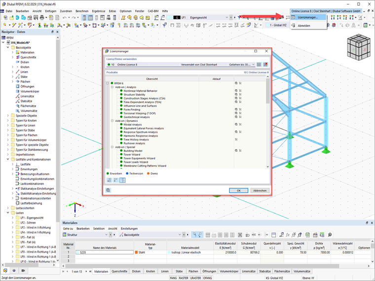 FAQ 005334 | Wo kann man die Lizenz umstellen?