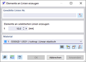 Dialog 'Elemente an Linien erzeugen'