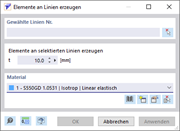 Dialog 'Elemente an Linien erzeugen'
