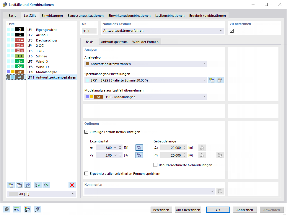 Antwortspektrenverfahren-Lastfall