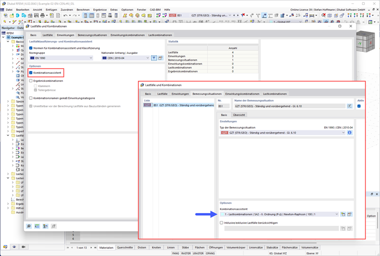 FAQ 005342 | Es werden keine automatischen Lastkombinationen erzeugt. Was kann ich tun?