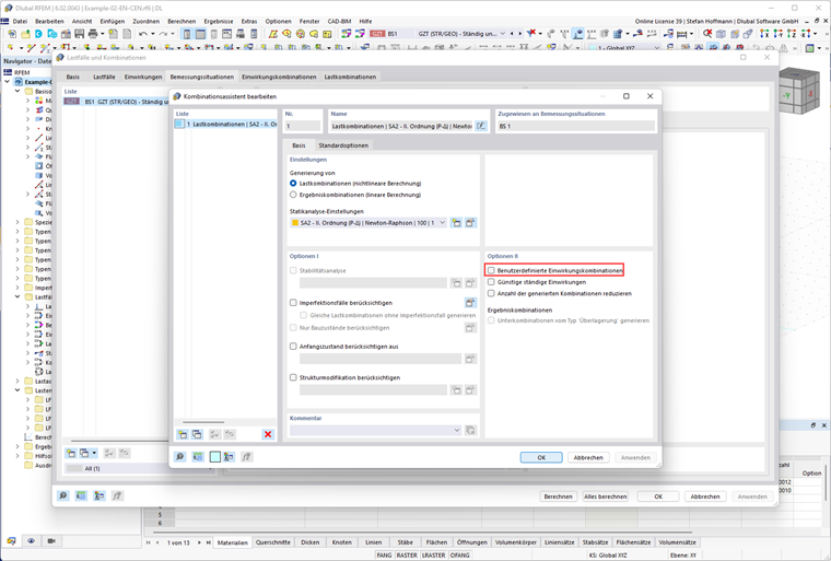 FAQ 005342 | Es werden keine automatischen Lastkombinationen erzeugt. Was kann ich tun?