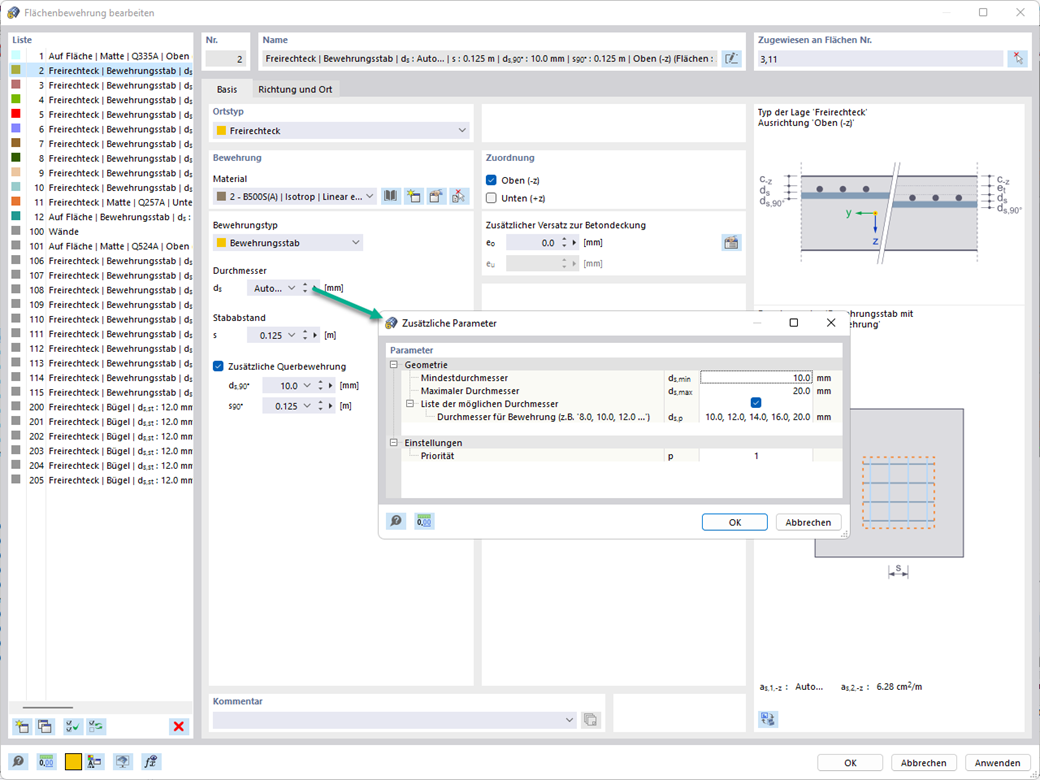 Feature 002558 | Auslegung der Flächenbewehrung
