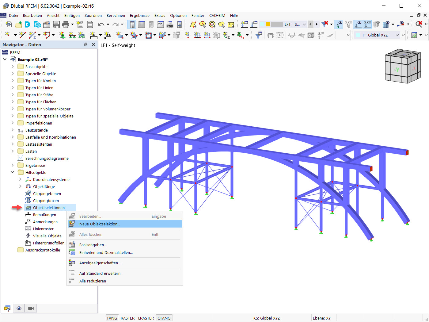 "Objektselektionen" als Hilfsobjekte in RFEM 6