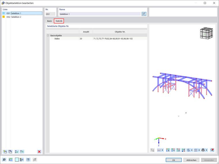 Statistik der Objektselektion
