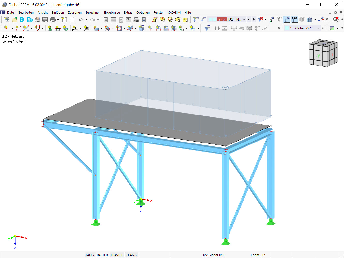 Auf Tragwerk angesetzte Nutzlast