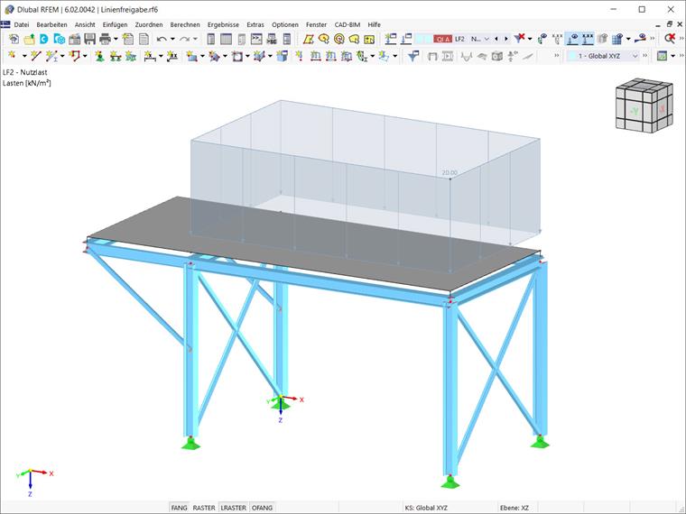 Auf Tragwerk angesetzte Nutzlast