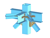 Stahlverbindung Träger-Stütze mit Diagonalen