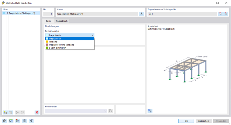 Dialog 'Stabschubfeld', Register 'Basis'