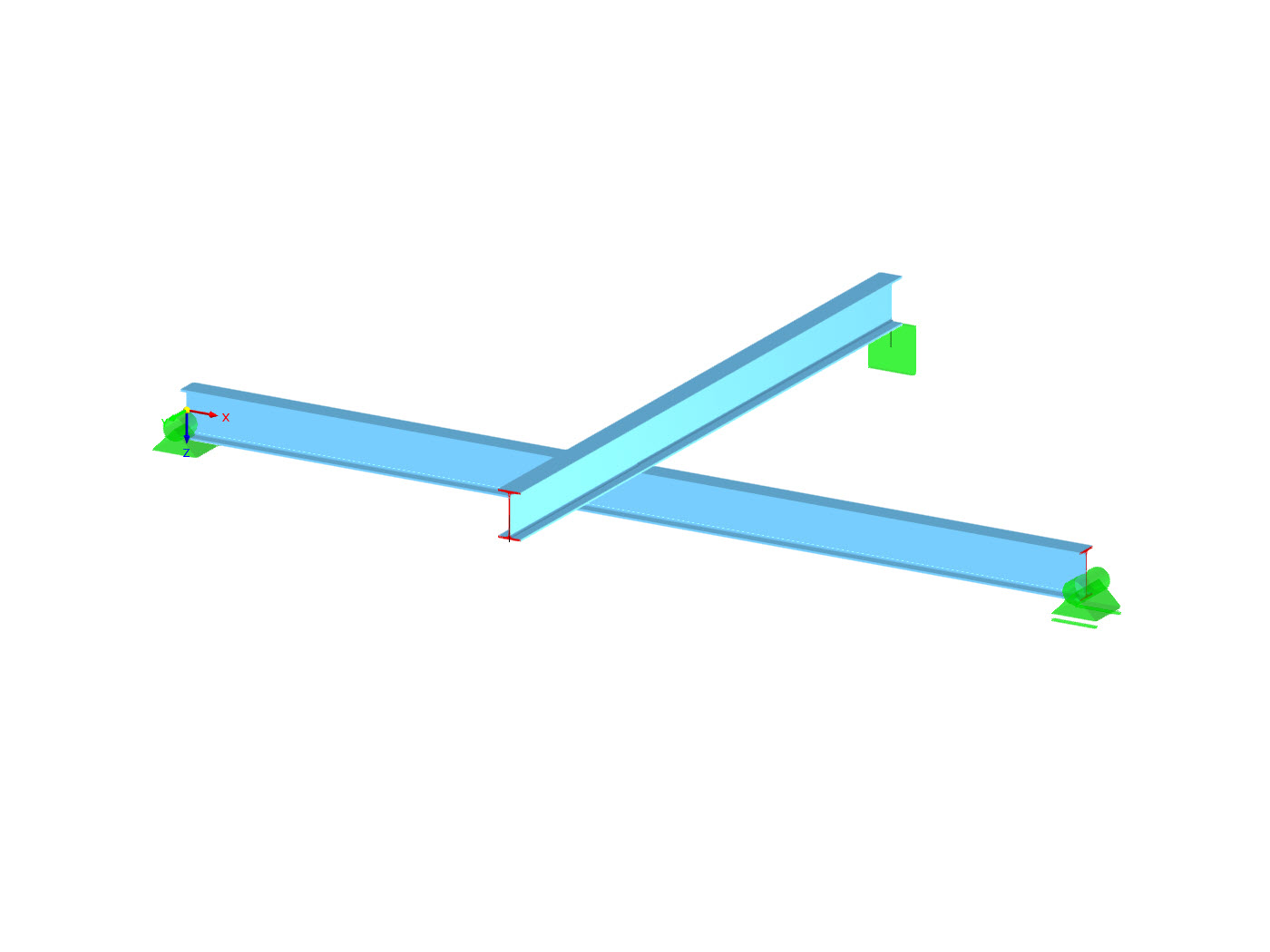 Trägerkreuzung mit abhebenden Kräften