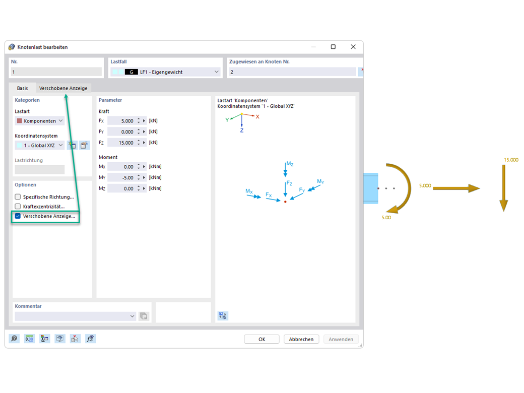 Feature 002562 | Verschobene Anzeige von Knotenlasten