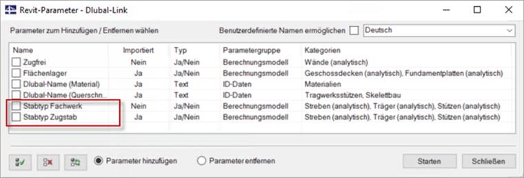 Dlubal-Parameter in Autodesk Revit