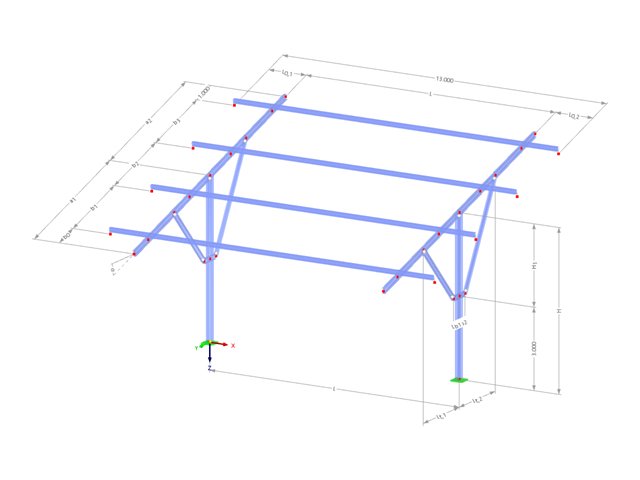 Modell 003555 | PVS001 | Tragkonstruktionen für Solaranlagen | Einzelpfosten-Befestigungskonsole mit Parametern