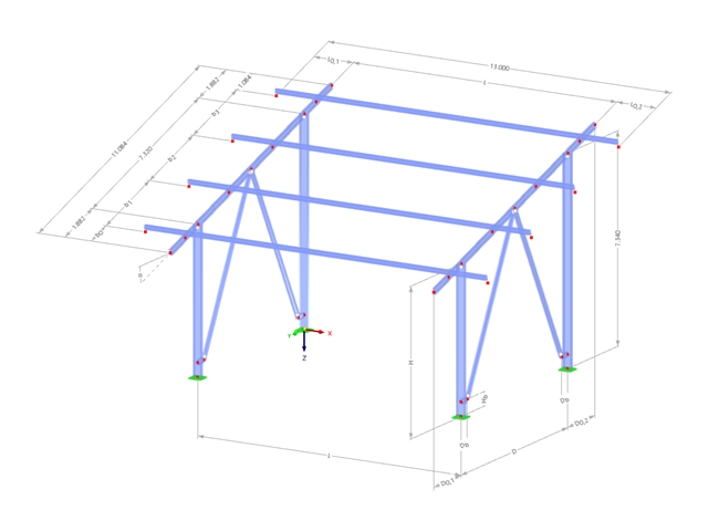 Modell 003600 | PVS003 | Tragkonstruktionen für Solaranlagen | Doppelpfosten-Befestigungskonsole mit Parametern