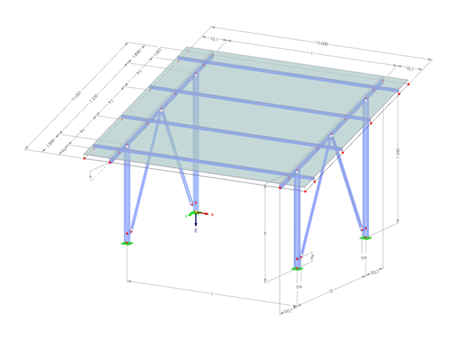 Modell 003601 | PVS004 | Tragkonstruktionen für Solaranlagen | Doppelpfosten-Befestigungskonsole mit Parametern