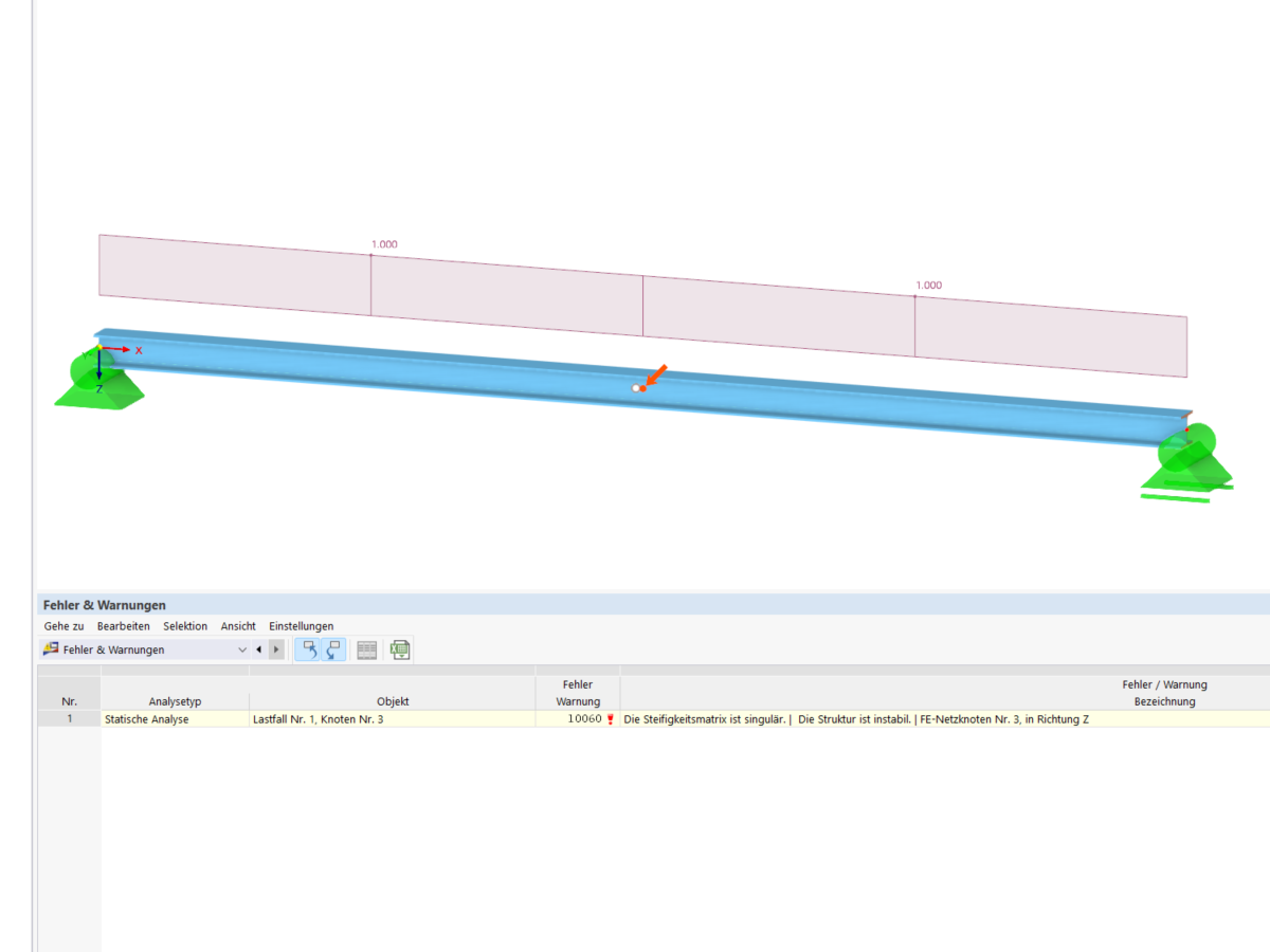 FAQ 005345 | Mein Modell in RFEM6 / RStab9 ist instabil. Was könnte die Ursache sein?