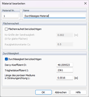 RWIND-Eingabedaten für durchlässige Fläche