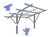 Freistehendes Dach aus Stahl | Anschlussbemessung