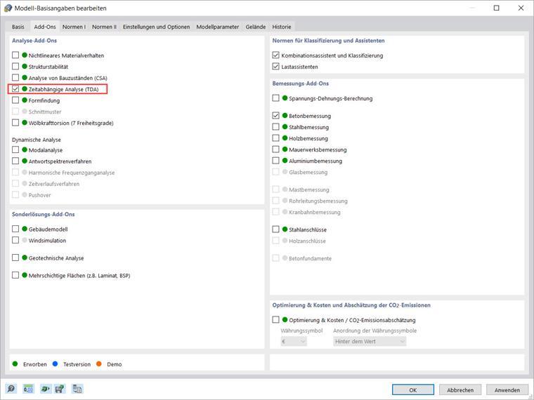 Add-On "Zeitabhängige Analyse (TDA)"