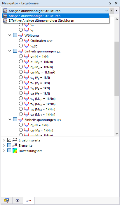 Auswahl im Navigator - Ergebnisse