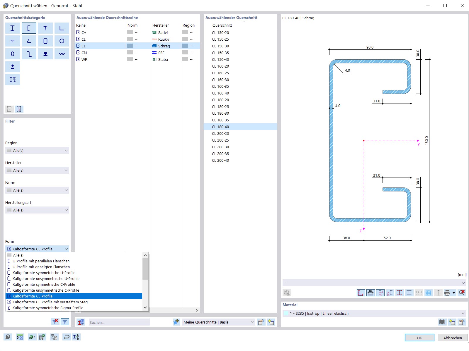 Kaltgeformte Profile in Bibliothek