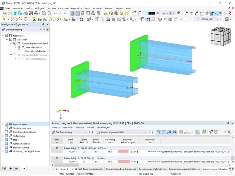 Ausnutzungen an Stäben