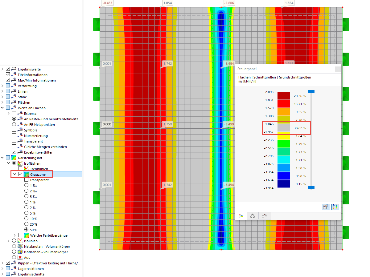 FAQ 005354 | Ich möchte meine Flächenresultate für einen gewissen Bereich, rund um den Wert Null, ausblenden. Wie kann ich dies in RFEM 6 elegant lösen?